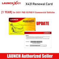 1 Year Update Service for Launch X431 PAD III/PAD V (PAD 5) Software Renewal Card for Commercial Heavy Duty Trucks