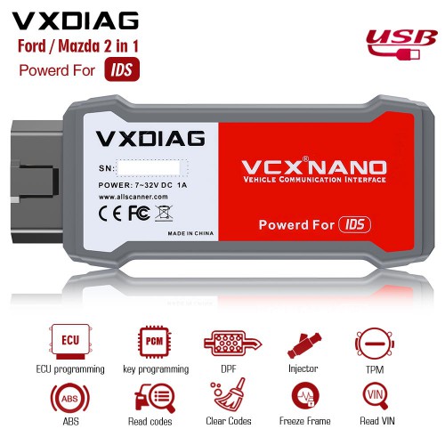 2024 VXDIAG VCX NANO for Ford IDS 2 in 1 Diagnostic Tool Supports Win7 Win8 Win10