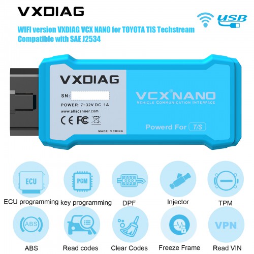 [Ship from US/UK/EU] WIFI VXDIAG VCX Nano for Toyota OBD2 Diagnostic Scanner WIFI and USB Connection