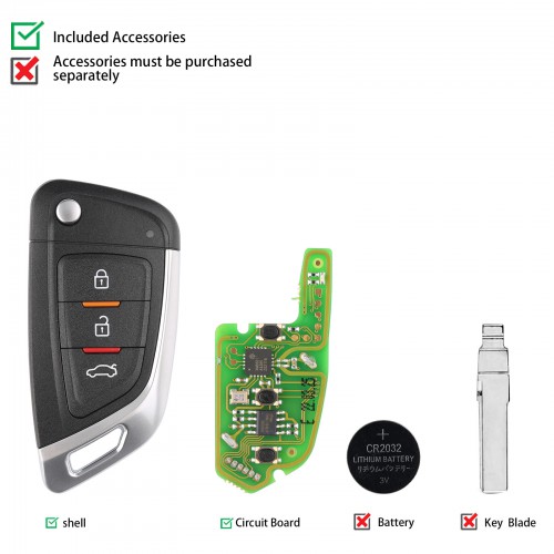 Hot XHORSE XKKF02EN Universal Remote Car Key with 3 Buttons for VVDI key tool and VVDI2 5pcs/lot (WIRE REMOTE Key)