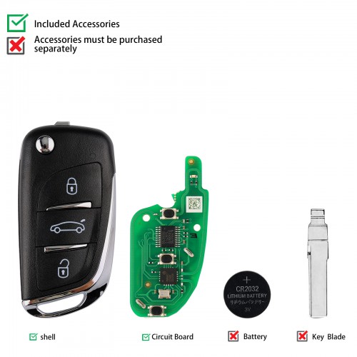 [UK/EU Ship] XHORSE XNDS00CH VVDI2 DS Type Wireless Universal Remote Key 3 Buttons for VVDI Key Tool 5pcs/lot