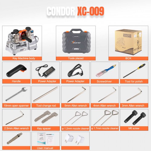 [UK/US/EU Ship No Tax] New Xhorse Condor XC-009 XC009 Key Cutting Machine for Single-Sided and Double-sided Keys