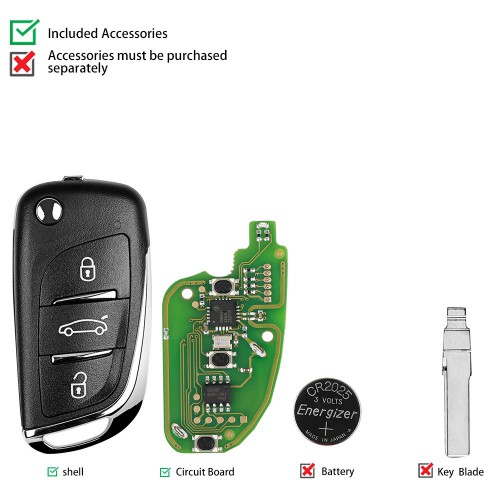 [Ship from US No Tax] Xhorse XKDS00EN Volkswagen DS Style Wire Remote Key 3 Button 5pcs/lot