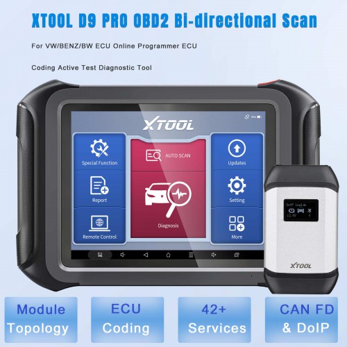 XTOOL D9 PRO Automotive Tool Topology Map ECU Programming & Coding for BMW Benz VW Bi-Directional Support Doip and CAN FD All Key Lost