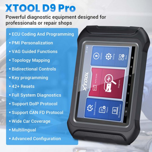 XTOOL D9 PRO Automotive Tool Topology Map ECU Programming & Coding for BMW Benz VW Bi-Directional Support Doip and CAN FD All Key Lost