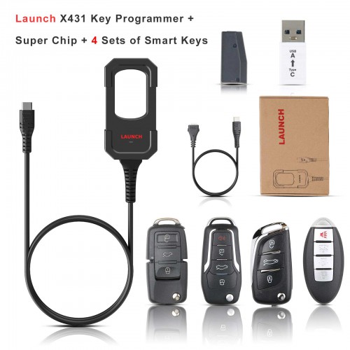 Launch X431 Key Programmer Remote Maker + 4 Sets of Smart Keys+11pcs X431 Super Chips