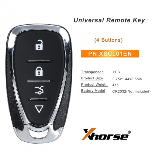 Xhorse XSCL01EN Smart Key 4 Buttons for Chevrolet Style 10pcs/lot