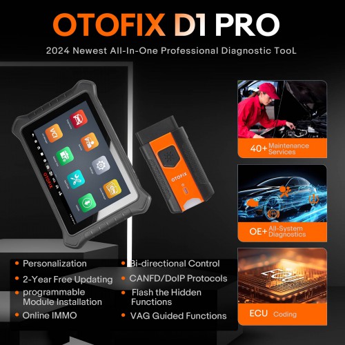 2024 OTOFIX D1 PRO Automotive Diagnostic Scanner Bi-Directional Scan Tool,Online Coding, 40+ Service, OE Full System Diagnostics,Support DoIP/CANFD