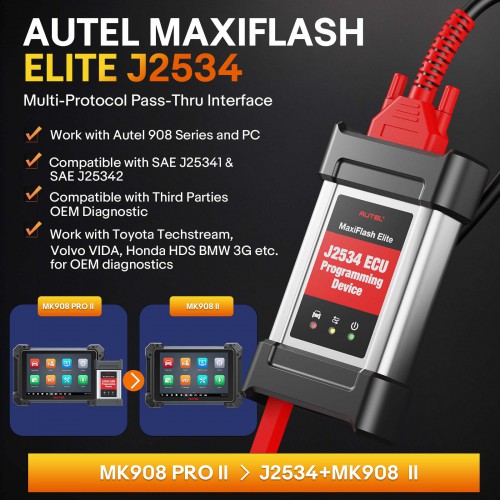 2024 Autel MaxiCOM MK908 PRO II Automotive Bidirectional Diagnostic Scanner J2534 Reprogramming Tool Support Scan VIN and Pre&Post Scan