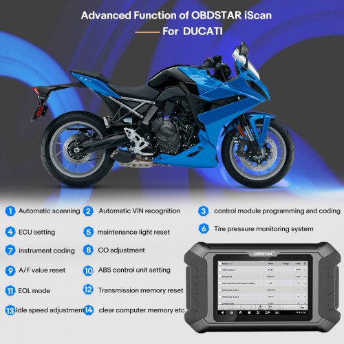 [US Ship No Tax] 2024 OBDSTAR iScan for DUCATI Motorcycle Diagnostic and IMMO Programming Tool