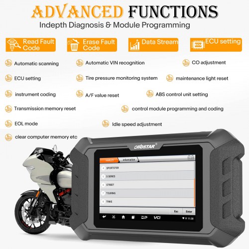 [Ship From US] OBDSTAR iScan Harley Davidson Motorcycle Diagnostic Scanner Support Sevice Light Reset & Key Programming