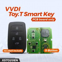 Xhorse XSTO20EN FENT.T Toyota Smart Key 5 Buttons PCB Board with Key Shell